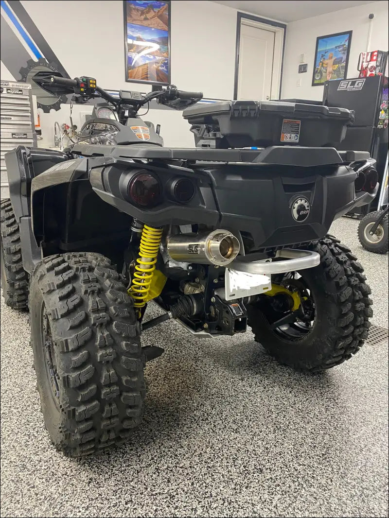 2012-2024 Gen 2 CanAm Outlander 650-800-850-1000cc Bomber Quiet Series Slip On - Raw stainless/Small Logo / Billet