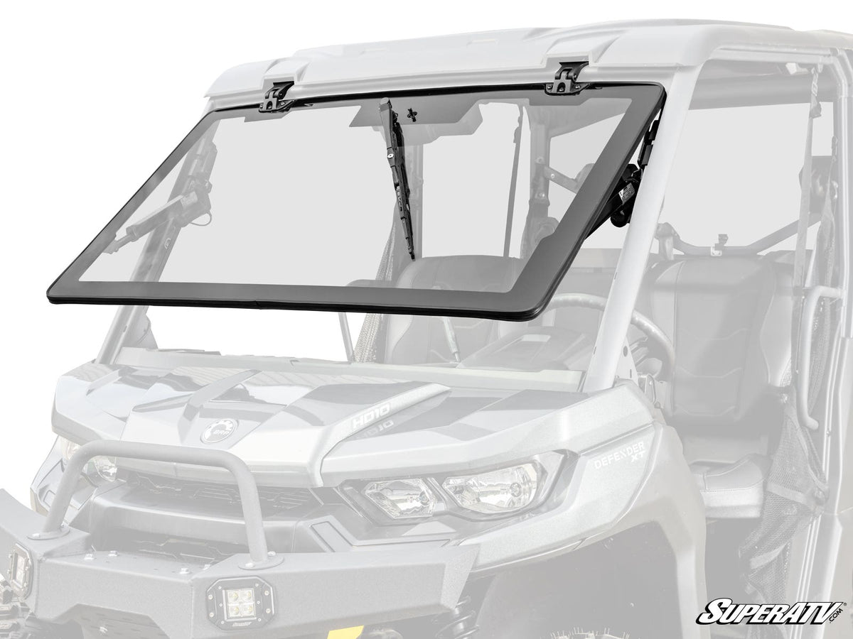 Can Am Defender Premium Power Flip Glass Windshield + Wiper Kit