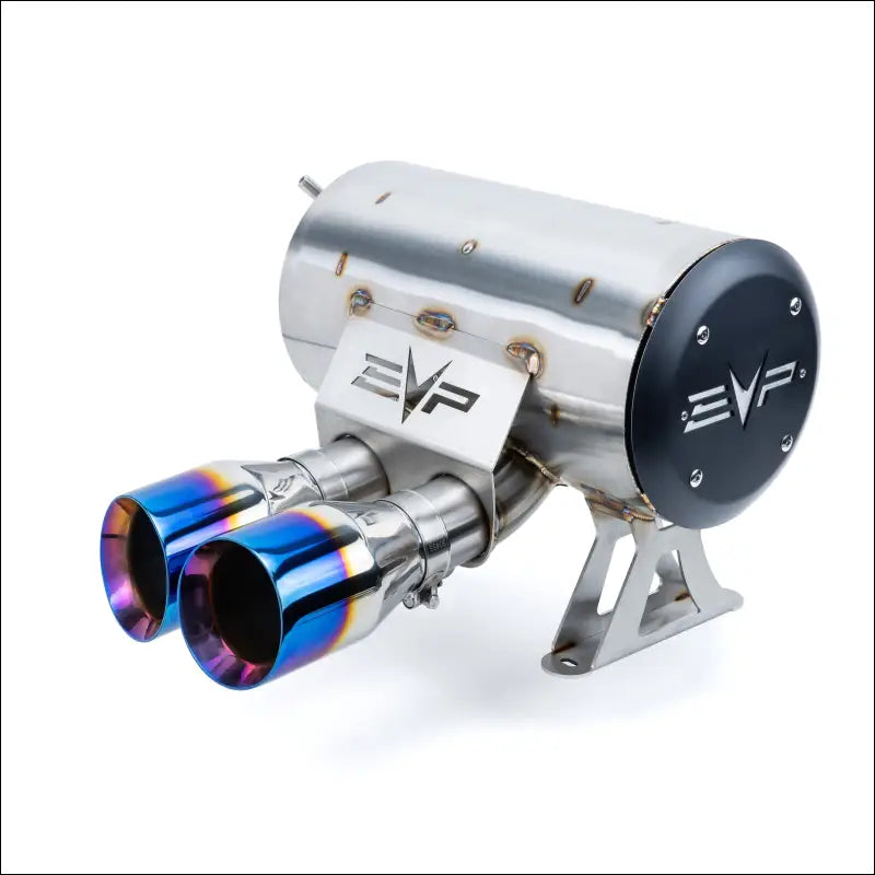 EVP Racing Dynamic Twin Exit Muffler for 2024 Can-Am Maverick R - Blue Flame Dual Wall Polished Stainless - Exhaust