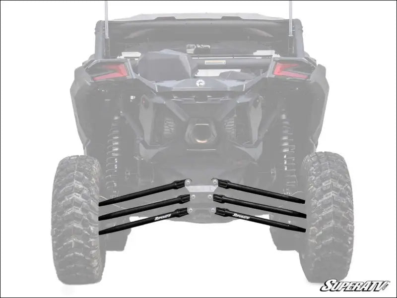 SuperATV Can-Am Maverick X3 Tubed Radius Arms - Complete Kit (6 Rods) / 64 Inch Wide / Black - Rods