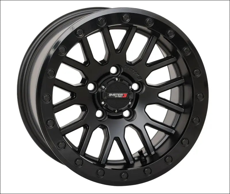 System 3 SB-9 Beadlock Wheel - Matte Black With Gloss Ring - 15x9 / 4x137 / 5 + 4( + 10mm) - Wheels