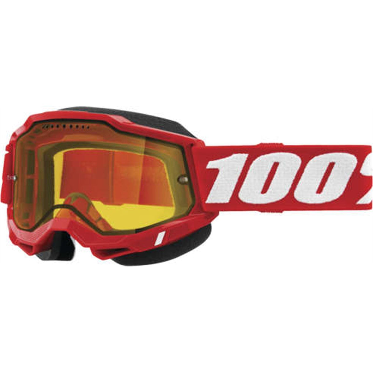 100% Accuri 2 Snow Goggles - Red with Yellow Dual Pane Vented Lens [MPN: 50223-608-03]