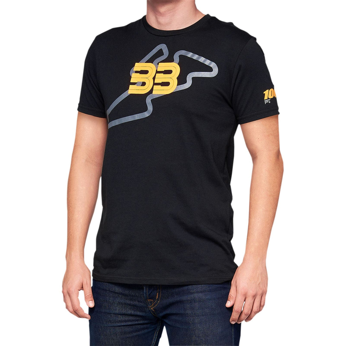 100% BB33 Track T-Shirt - Black - Medium [MPN: BB-32141-001-11]