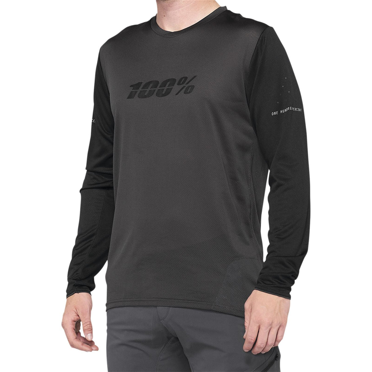 100% Ridecamp Jersey - Long-Sleeve - Black/Charcoal - Large [MPN: 40028-00002]