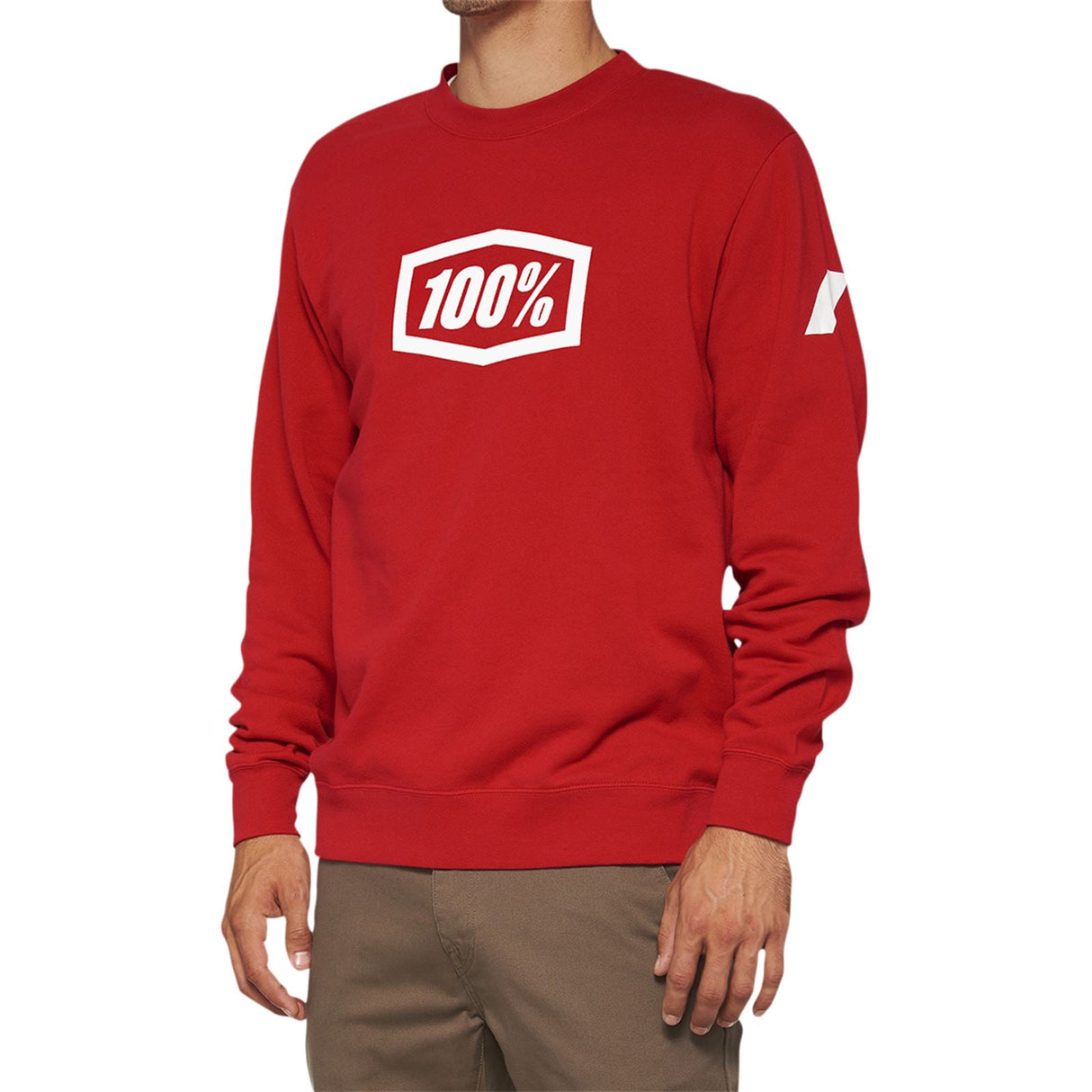100% Icon Long-Sleeve Fleece Sweatshirt - Red - Small [MPN: 20026-00010]
