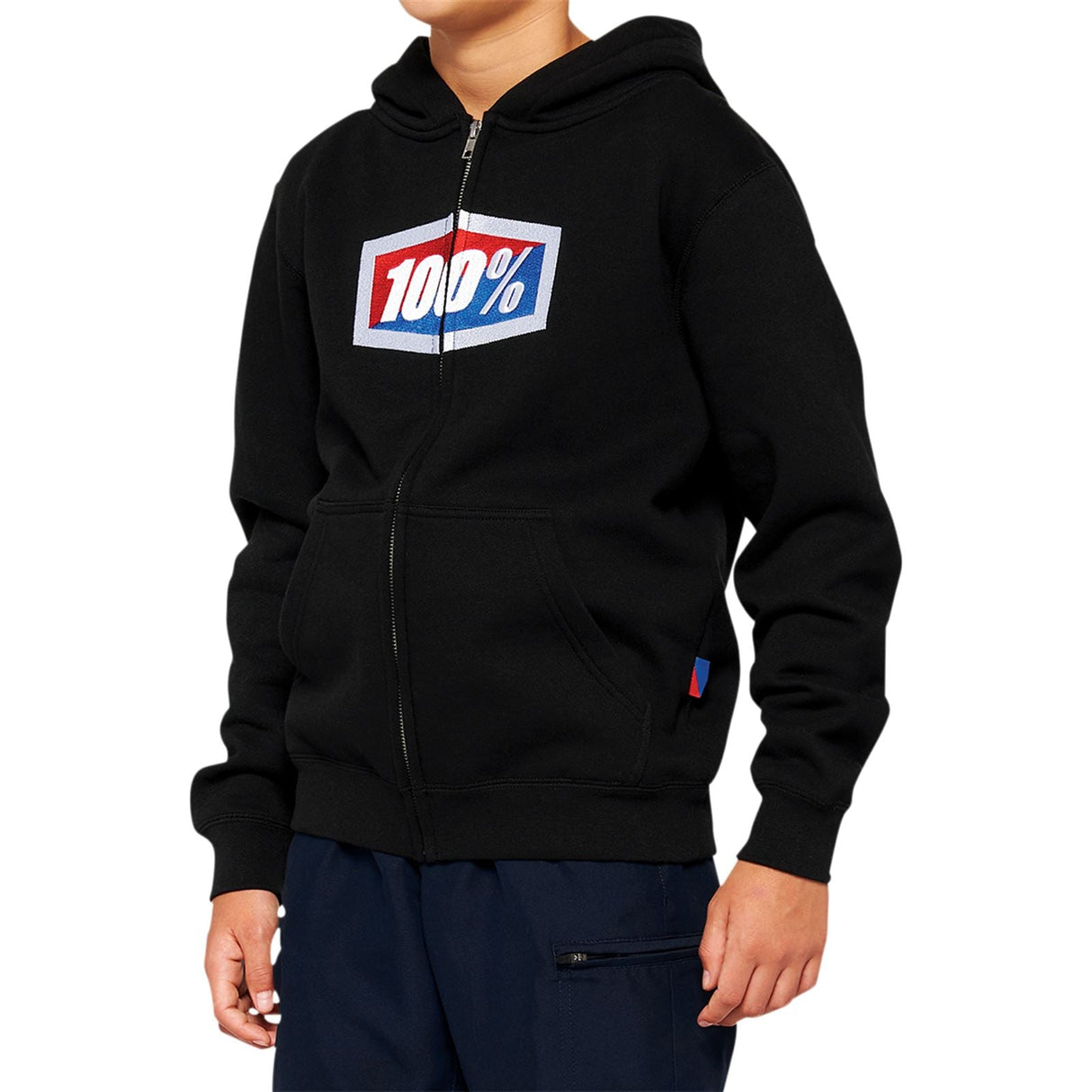 100% Youth Official Zip Hoodie - Black - Large [MPN: 20033-00002]
