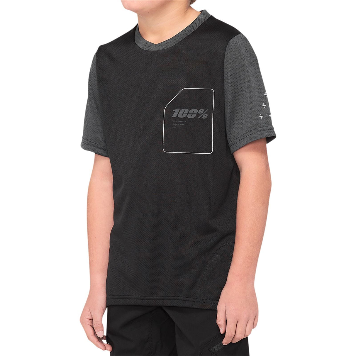100% Youth Ridecamp Jersey - Short-Sleeve - Black/Charcoal - Small [MPN: 40031-00000]