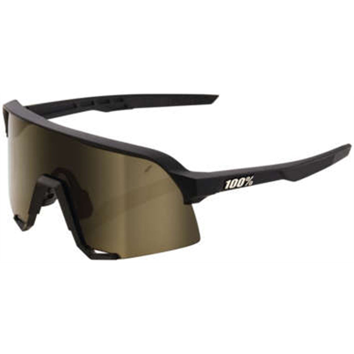 100% S3 Performance Sunglasses Soft Tact Black with Gold Mirror Lens [MPN: 60005-00002]