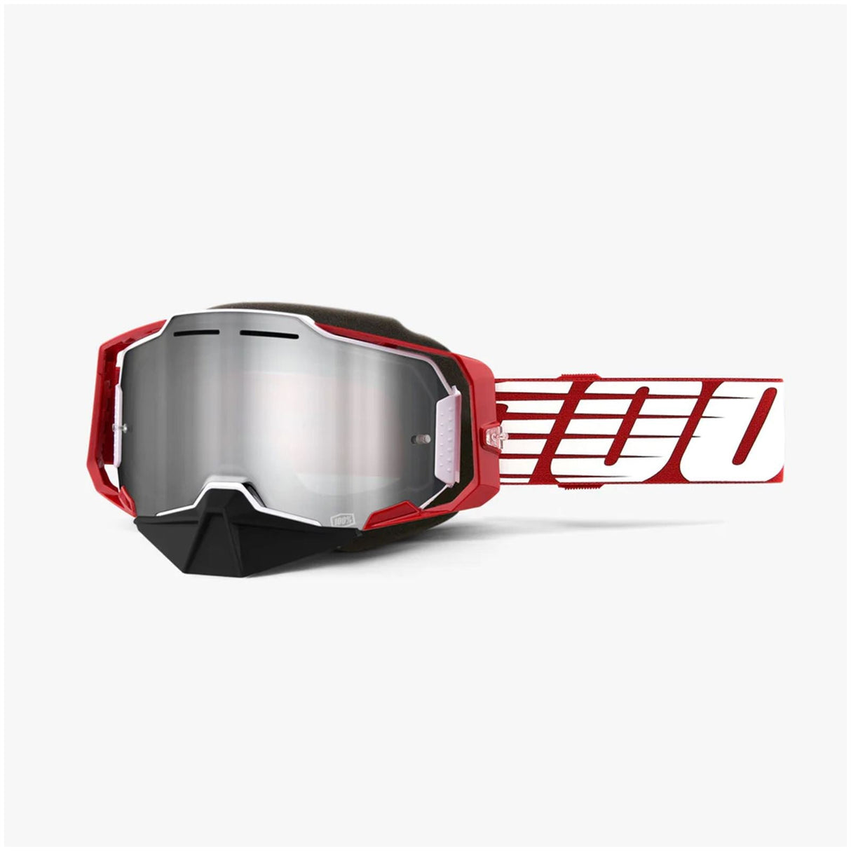 100% Armega Oversized Deep Goggles - Flash Silver Lens - Red [MPN: 50005-00009]