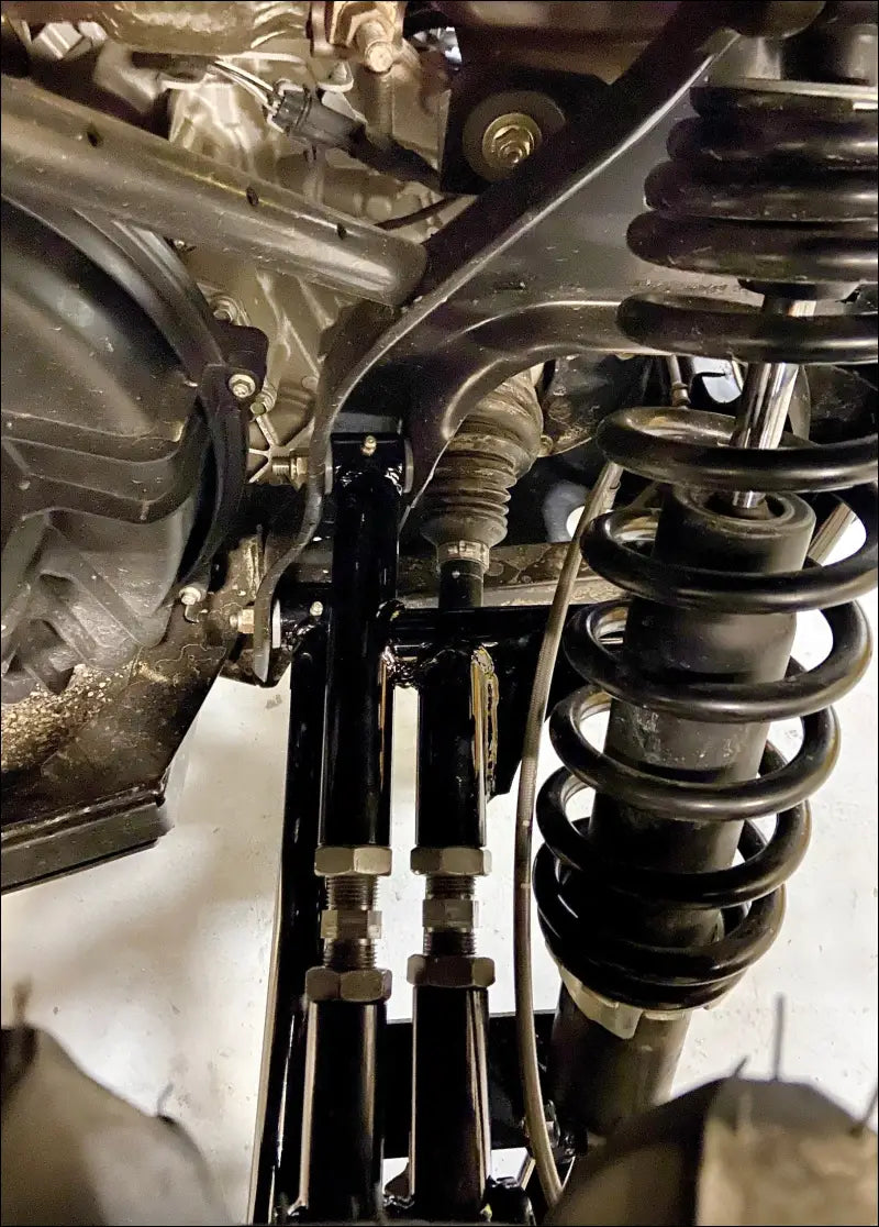 Can-Am Defender Rear A-Arms - 65’’ MODEL: (OEM tie rod bar is 13’’) / RAKED (WHEEL BASE EXTENDED 1.75’’) / Manta Green