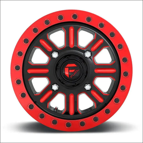 Fuel D911 Hardline Beadlock Wheel Gloss Black Red Tinted Clear - 15x10 / 4x137 / + 25mm - Wheels