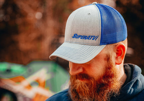 Gray and Blue SuperATV Trucker Hat