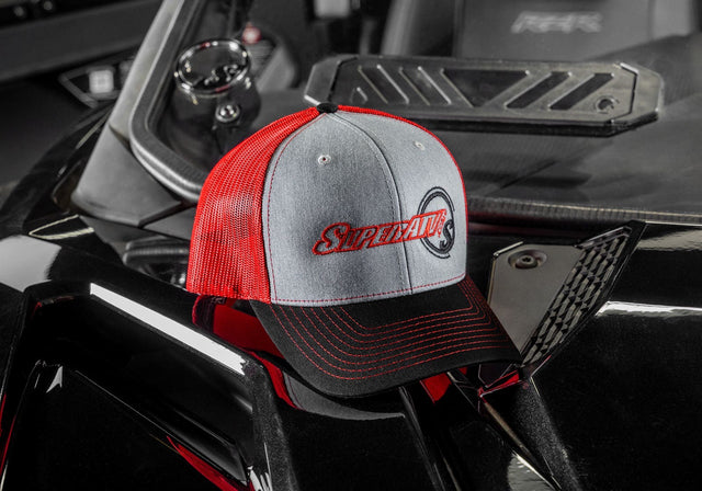 SuperATV Logo Grey and Red Trucker Hat