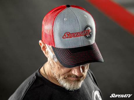 SuperATV Logo Grey and Red Trucker Hat