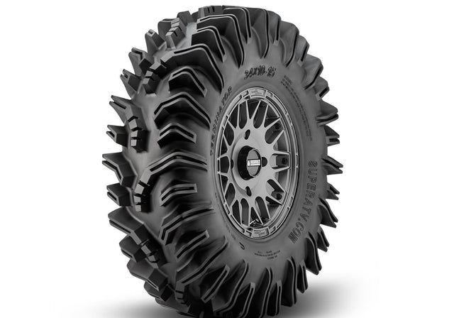 Intimidator Tires 34x10x15 on 15in. Matte Titanium Hellfire Wheels 4/136 Pattern