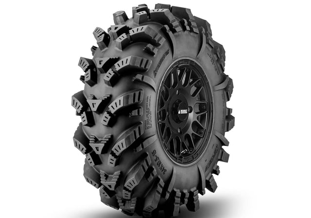 Intimidator Tires 34x10x15 on 15in. Satin Black Hellfire Wheels 5/4.5 Pattern