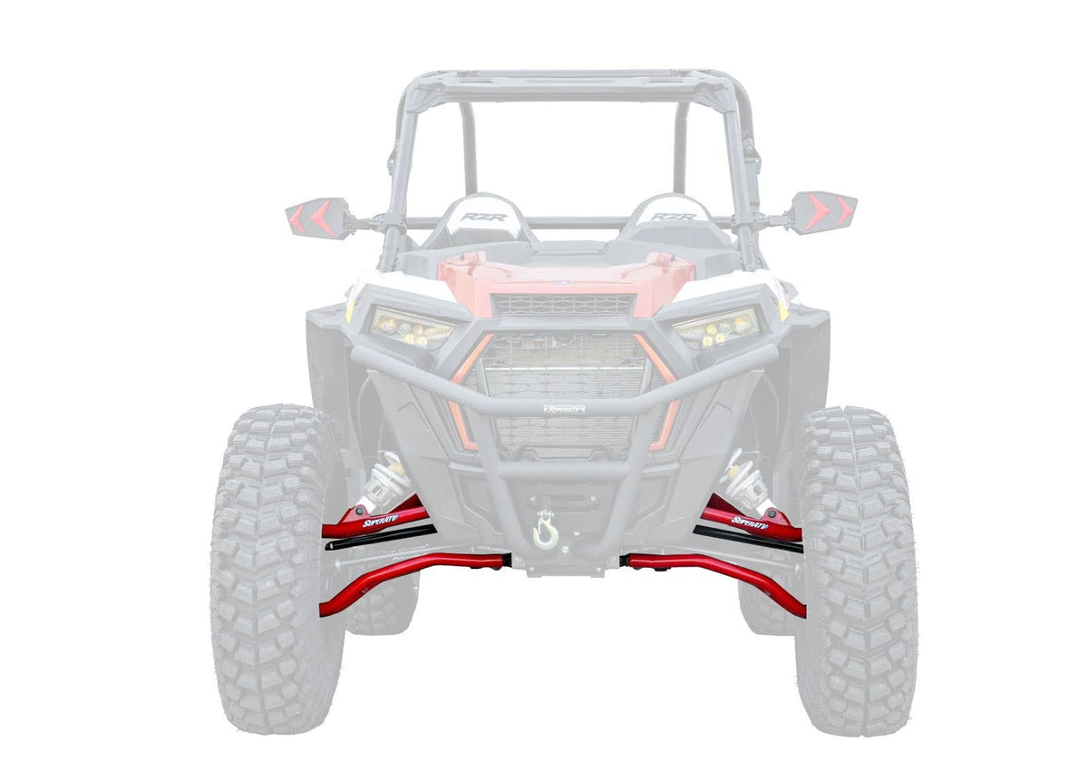 Polaris RZR XP 1000 High Clearance 2in. Forward Offset A-Arms - Red with Super-Duty Ball joints