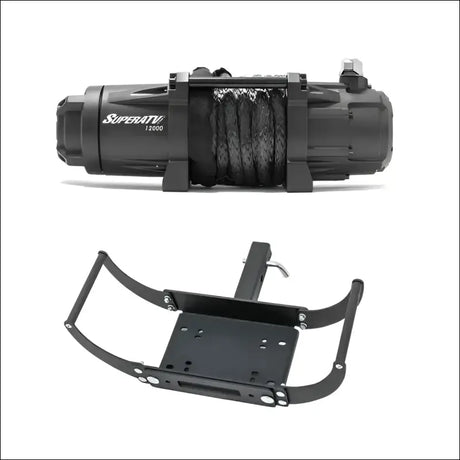 SuperATV Black Ops 12000 Synthetic Rope Winch & 2" Receiver Mount Plate
