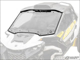 SuperATV Can-Am Maverick R Scratch-Resistant Full Windshield - Scratch Resistant Polycarbonate - Light Tint