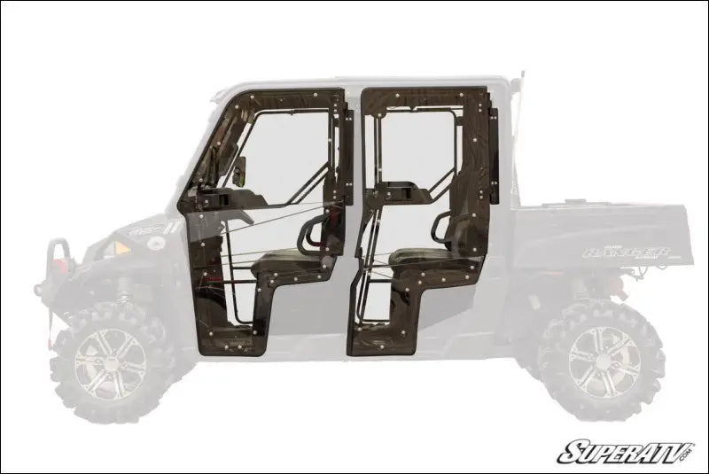 SuperATV Polaris Ranger Midsize Cab Enclosure Doors - Scratch Resistant Polycarbonate - Light Tint / 4 Seat/Crew