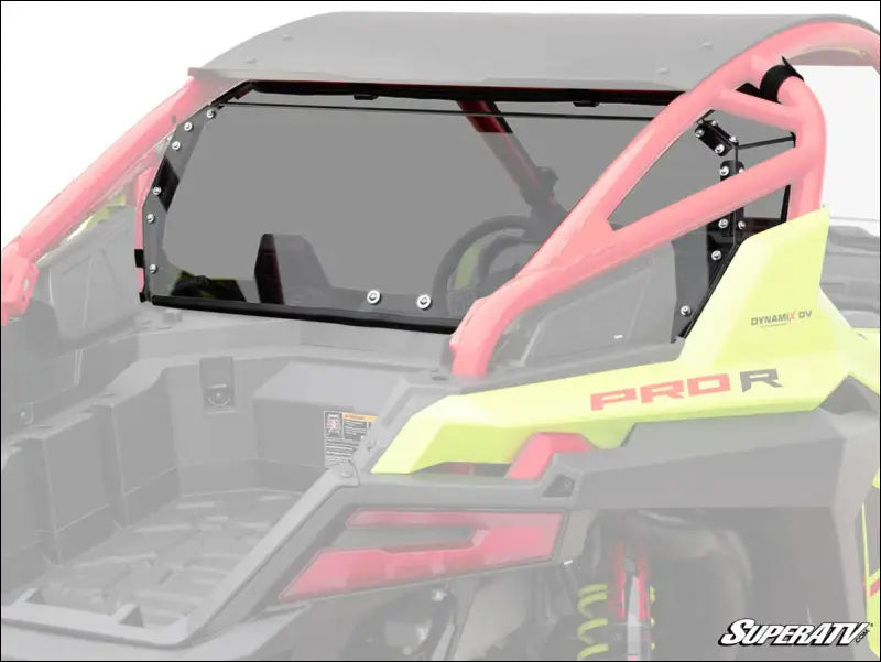 SuperATV Polaris RZR Pro R Rear Windshield - 2 Seat / Standard Polycarbonate - Dark Tint