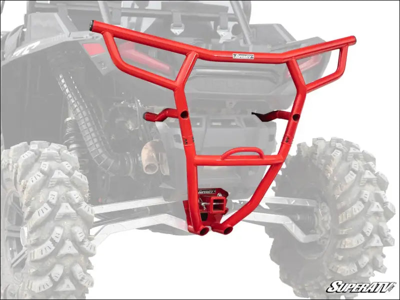 SuperATV Polaris RZR Turbo S Rear Bumper With Receiver Hitch - Red / Bumpers