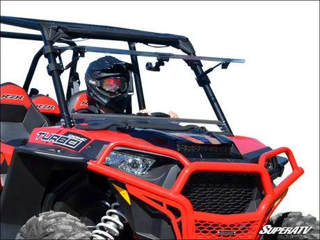 SuperATV Polaris RZR XP 1000 Scratch Resistant Flip Windshield - 2017-2018 / With Ride Command / Standard Polycarbonate