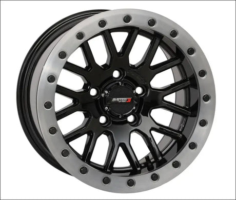 System 3 SB-9 Beadlock Wheel - Gloss Black With Matte Brushed Ring - 15x9 / 4x137 / 5 + 4( + 10mm) - Wheels