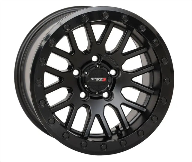 System 3 SB-9 Beadlock Wheel - Matte Black With Gloss Ring - 15x9 / 4x137 / 5 + 4( + 10mm) - Wheels