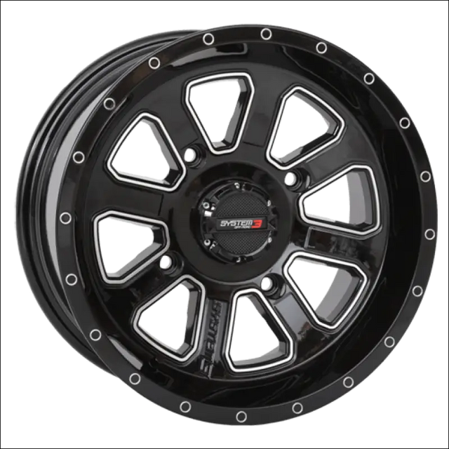 System 3 ST-4 Wheel Gloss Black - 14x7 / 2 + 5 / 4x110 - Wheels