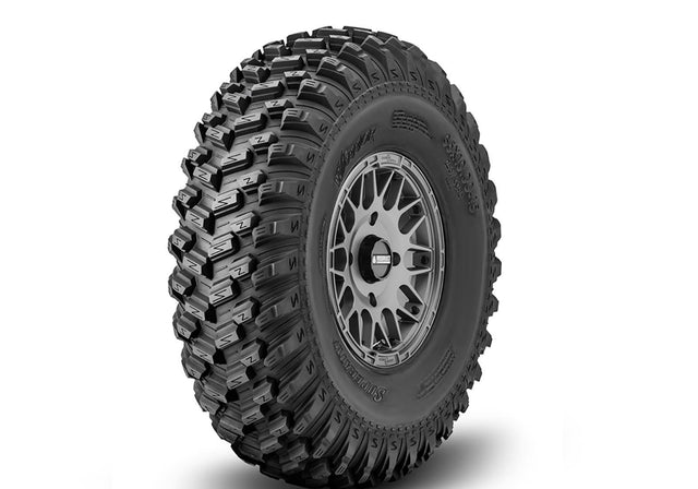 Sticky XT Warrior Tires 32x10x15 on 15x7 Assault Industries Hellfire Matte Titanium Wheels 5/4.5 Pattern
